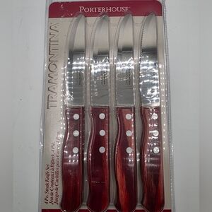 Tramontina Porterhouse Stainless Steel Steak Knife Set 4 Piece NEW 25 Year Warr.